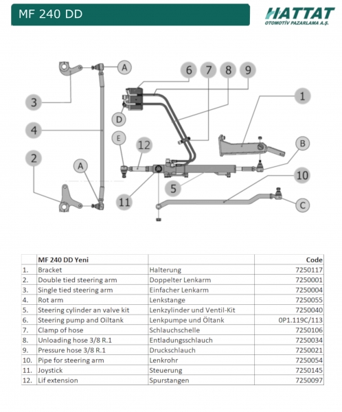 Hydromechanische Servolenkung Nachrüstsatz passend für MF240 & MF245 Massey Ferguson
